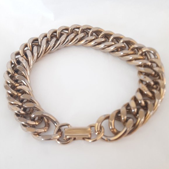 Vintage Unisex  curb gold link bracelet - Picture 3 of 5